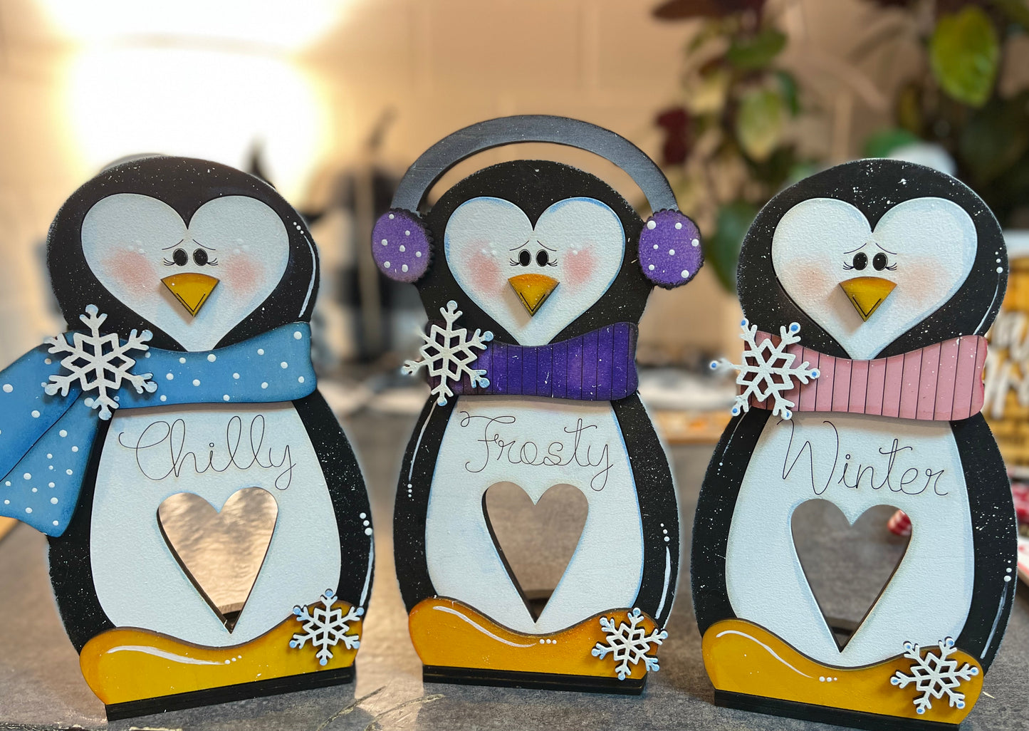 Three Penguin Candle Holders