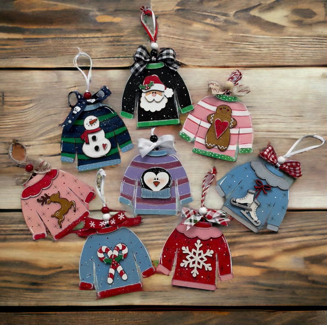 Christmas sweater ornaments clearance