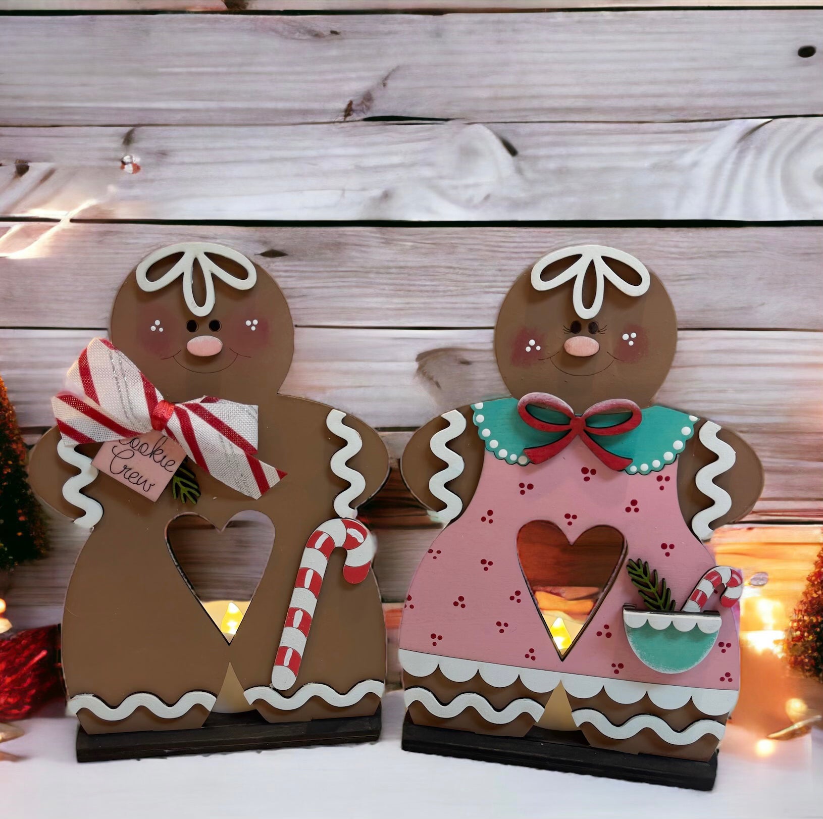 2 store GINGERBREAD CANDLE HOLDERs